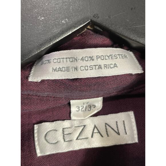 CEZANI Mens‎ 17 32/33 Maroon Long Sleeve Button Shirt Costa Rica Dress Work - Picture 6 of 7